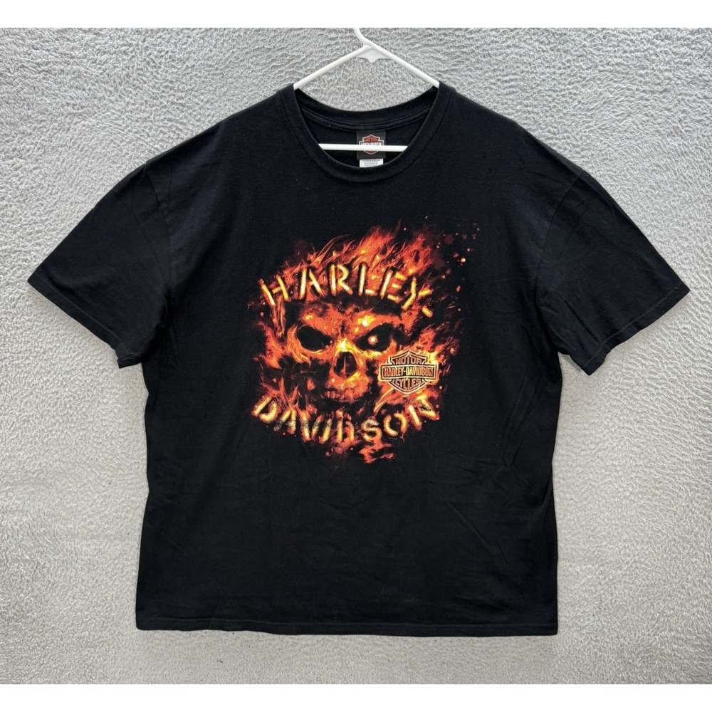 Harley Davidson Shirt Adult 2XL XXL Black Motorcycle Biker Grunge Skater Skull